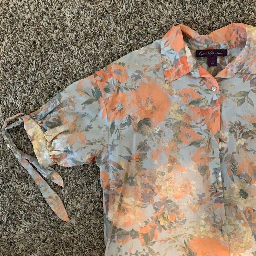 Gloria Vanderbilt | Button-down puff sleeve blouse